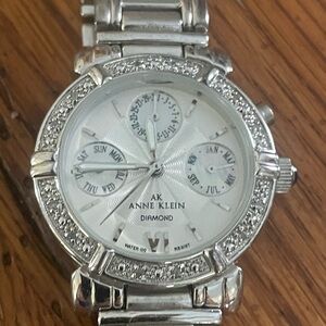 Anne Klein Silver Women's Watch with Diamond Accents